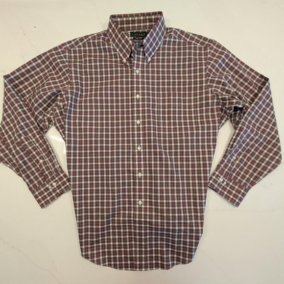 Lauren Ralph Lauren LRL Sz 17 Men Shirt Red Plaid Button Down Preppy Gingham - Picture 1 of 10